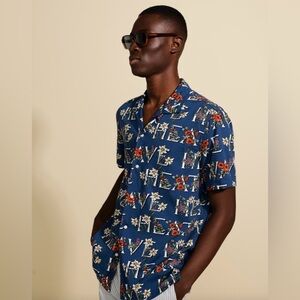 J. Crew Men's Heat Wave Tropical Print Short Sleeve‎ Button Down Shirt- Size S